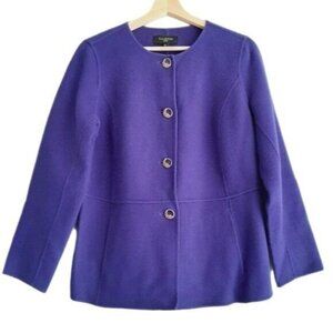 TALBOTS  Wool Blend Button Down Blazer Jacket Blue / Purple Sz 10 P